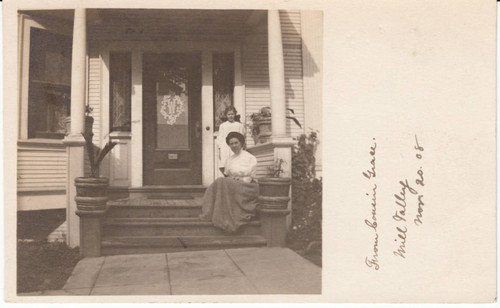 Photo-postcard of a woman and her daughter in Mill Valley, 1908 [postcard]