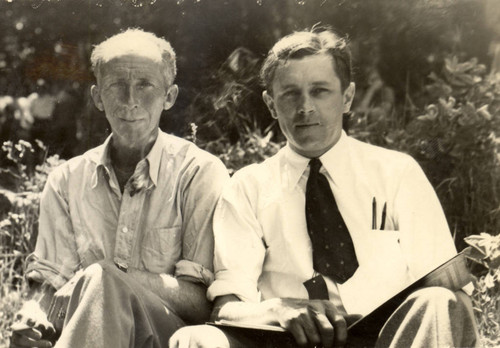 Everett Glass and Frank Ray, at the Mountain Theater on Mount Tamalpais, 1934 [photograph]