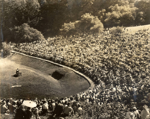 Audience at the Mountain Theater on Mount Tamalpais, viewing the 1933 Mountain Play, Daughters of Jorio [photograph]