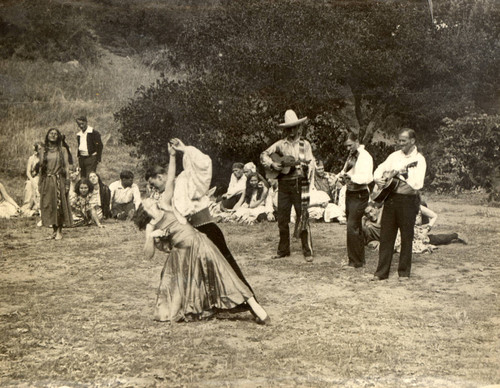 Actors in a scene from the 1931 Mountain Play, Trail of the Padres, on Mount Tamalpais [photograph]