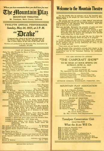 Program from the Mountain Play, Drake, performed in 1925 on Mount Tamalpais [program]