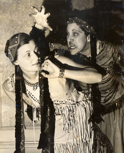 Ella McSpedden as Tamalpa, and Lucille Gordon as Ah-Shawn-Nee, in the 1938 Mountain Play, Tamalpa, performed on Mount Tamalpais [photograph]