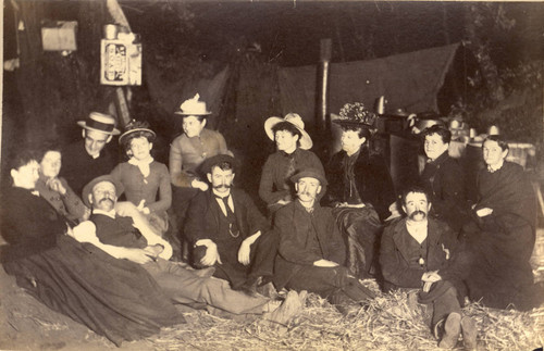 Vacationers gather in the evening at their campsite at Taylorville, Marin County, California, 1889 [photograph]