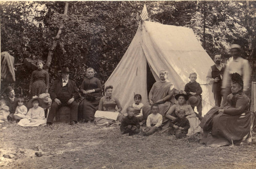 Vacationers at their campsite, Taylorville, Marin County, 1889 [photograph]