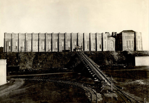 View of the construction of new facilities at San Quentin State Prison, Marin County, California, circa 1915 [photograph]