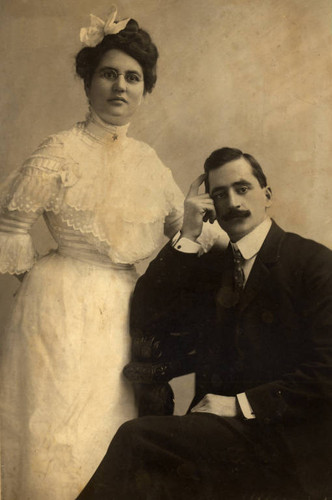 Portrait of Genevieve Smith, the San Quentin Matron, and her husband, Richard M. Smith, a prison guard, San Quentin State Prison, Marin County, California, 1912. [photograph]