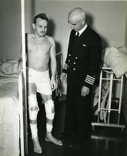 Dr. Leo L. Stanley, with patient, Lt. Glenn Brand, Treasure Island, January, 1953 [photograph]