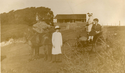 Group with horse and buggy in West Marin County, California. February 1913 [photograph]