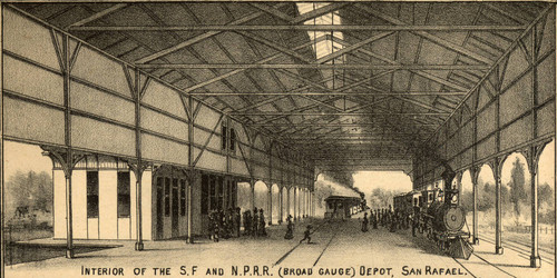 Interior of the San Francisco and North Pacific Railroad Depot. San Rafael, California, 1884 [illustration]