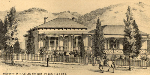 Samul Harrison Kiler's residence and carpentry shop, San Rafael, California, 1884 [illustration]