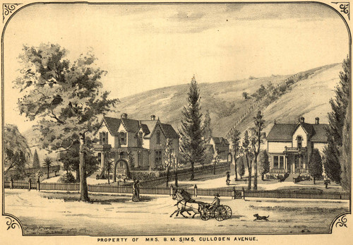 Home of Mrs. Barbara Mackenzie Sims, Culloden Avenue, San Rafael, California, 1884 [illustration]
