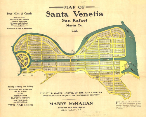Map of proposed Santa Venetia development, San Rafael, California, 1914