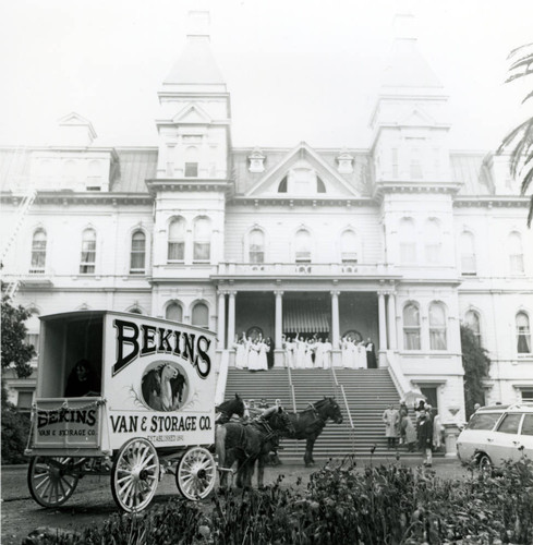 The relocation of San Domenico School for Girls, from the Dominican campus in San Rafael, to the new location in Sleepy Hollow, December 11, 1965 [photograph]