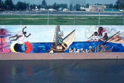 Great Wall of Los Angeles: detail: 1,000 A.D. Early Californians and 1522 Spanish Arrival