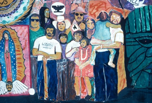 Chicano Park: Historical Mural: detail of demonstrators
