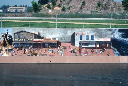 Great Wall of Los Angeles: detail: 1890 Los Angeles Mountains to the Shore; San Pedro Harbor