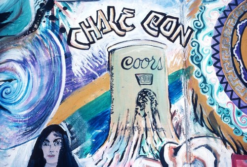 Chicano Park: Historical Mural: detail of Coors beer can