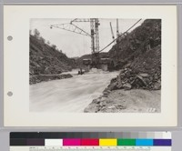 Pardee Dam Construction View,--Showing first day of flood of March 24, 1928