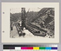 Pardee Dam Construction View,--Showing the 4 sluice pipes in place. The two outer pipes have a diamter [sic] of 72 ins. and the two inner ones are 42" in diam