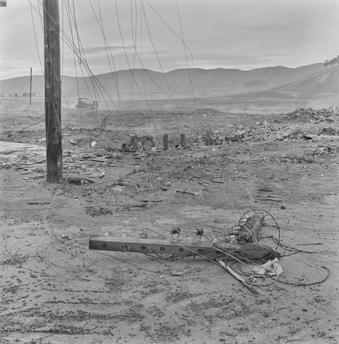 Power pole and lines on the ground, Monticello, Berryessa Valley