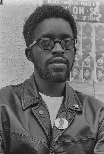 Captain Wendell Wade at National headquarters of the Black Panther Party, Oakland, CA, #69 from A Photographic Essay on The Black Panthers