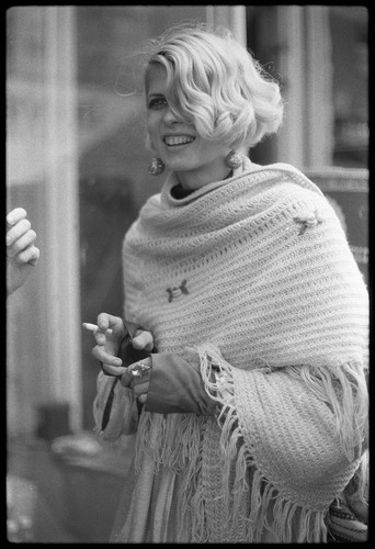 At cocktail party (woman in shawl), Haight-Ashbury 1967