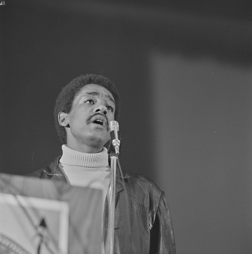 Bobby Seale, Chairman and co-founder of the Black Panther Party, speaks at Free Huey Rally, Marin City, CA, #12 from A Photographic Essay on The Black Panthers