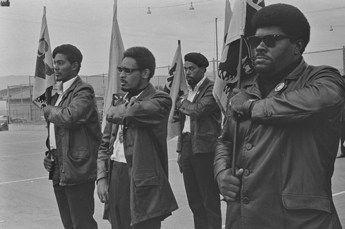 Black Panthers in formation during drill, DeFremery Park, Oakland, CA, #57 from A Photographic Essay on The Black Panthers