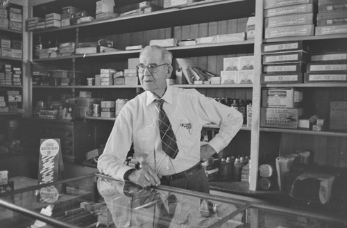 McKenzie senior inside his store, Monticello, Berryessa Valley