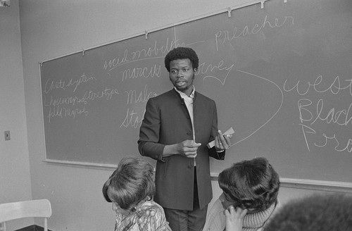 George Murray, Minister of Education, teaching English at San Francisco State College, San Francisco, CA, #96 from A Photographic Essay on The Black Panthers