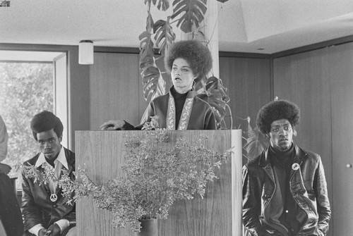 Kathleen Cleaver addresses the congregation of the Unitarian Church, San Rafael, CA, #120 from A Photographic Essay on The Black Panthers