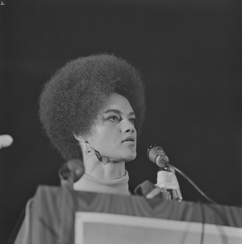 Kathleen Cleaver, Communications Secretary of the Black Panther Party, and wife of Eldridge Cleaver at Free Huey Rally, Marin City, CA, #65 from A Photographic Essay on The Black Panthers