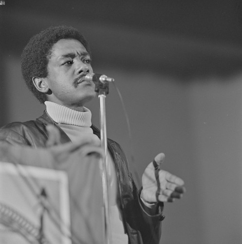 Bobby Seale, Chairman and co-founder of the Black Panther Party, speaks at Free Huey Rally, Marin City, CA, #13 from A Photographic Essay on The Black Panthers