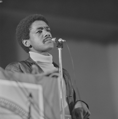 Bobby Seale, Chairman and co-founder of the Black Panther Party, speaks at Free Huey Rally, Marin City, CA, #11 from A Photographic Essay on The Black Panthers