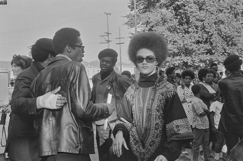 Kathleen Cleaver and Black Panthers, Free Huey Rally, Bobby Hutton Memorial Park, Oakland, CA, #66 from A Photographic Essay on The Black Panthers