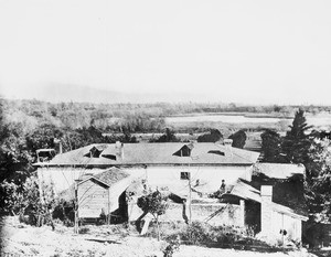 Exterior view of the San Gabriel Mission mill, El Molino, ca.1885