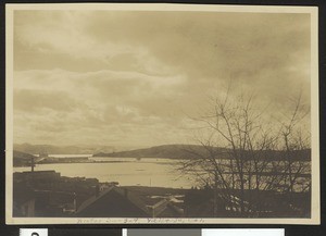 Winter sunset over a lake in Vallejo, Solano County, California, ca.1900