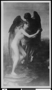 The painting "Love and Life" by Watt, depicting one angel assisting another