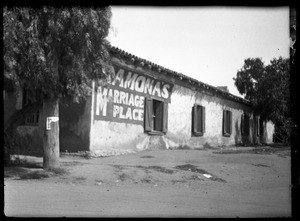 Exterior view of the Estudillo adobe in San Diego, site of Ramona's wedding, 1887