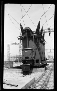 View of transformers at the power relay station at Boulder Dam