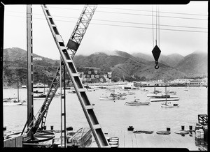 Boats anchored in the Catalina Island cove, 1927