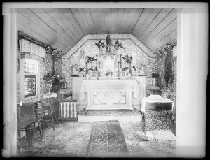 Interior of private chapel at Camulos Ranch, 1901