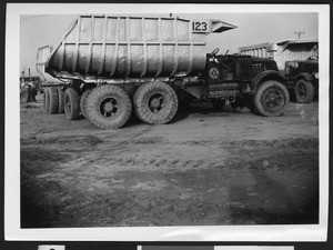 West Slope Construction Company vehicle, formerly a 25-ton Army truck, ca.1920