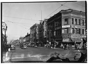 Main Street looking north from Second Street (east and west side of street), December 1, 1932