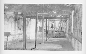 Interior of chapel at Mission Asistencia of San Antonio at Pala, ca.1888