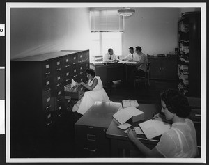 Purchasing office and library inside Logistics Research Incorporated, ca.1950