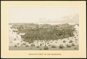 Drawing of a "birds-eye view" of San Francisco, ca.1870