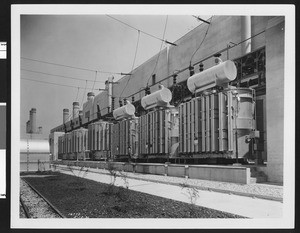 Transformer bank on the Long Beach Steam Station, ca.1929