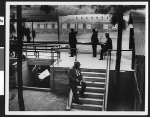 Men at pistol target range, ca.1930