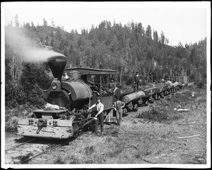 Logging train loaded with logs, ca.1900